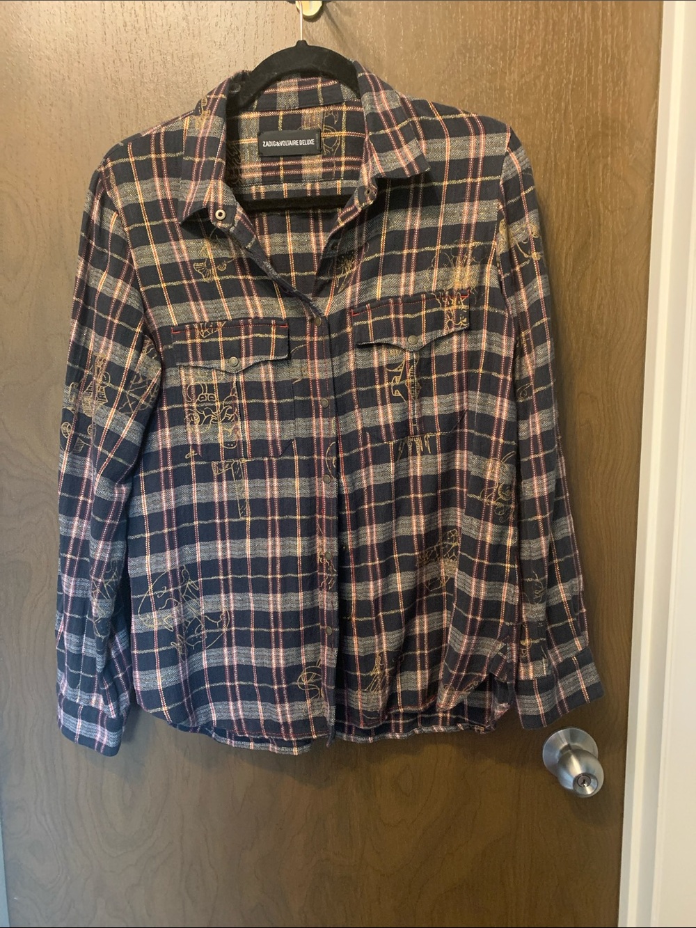 Zadig & Voltaire Men’s Navy Plaid Button-Up Shirt